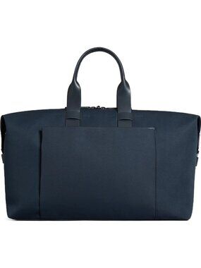 Troubadour Navy Blue Nylon and Leather Weekender Bag
